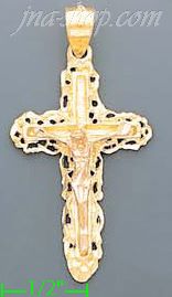 14K Gold Crucifix 3Color Dia-Cut Cross Charm Pendant - Click Image to Close