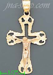 14K Gold Crucifix 3Color Dia-Cut Cross Charm Pendant - Click Image to Close