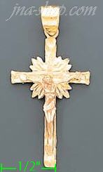 14K Gold Crucifix 3Color Dia-Cut Cross Charm Pendant - Click Image to Close