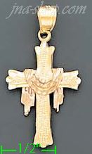 14K Gold Crucifix 3Color Dia-Cut Cross Charm Pendant - Click Image to Close