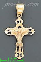 14K Gold Crucifix 3Color Dia-Cut Cross Charm Pendant - Click Image to Close