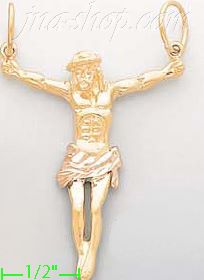 14K Gold Jesus Christ 3Color Dia-Cut Charm Pendant - Click Image to Close