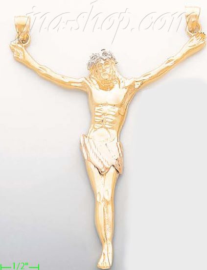 14K Gold Jesus Christ 3Color Dia-Cut Charm Pendant - Click Image to Close