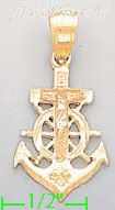 14K Gold Crucifix Cross Anchor 3Color Dia-Cut Charm Pendant - Click Image to Close