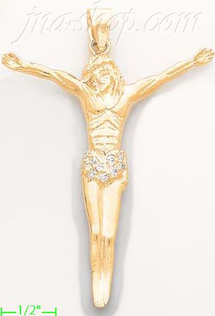 14K Gold Jesus Christ 3Color Dia-Cut Charm Pendant - Click Image to Close