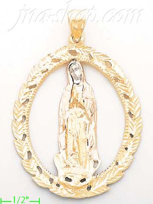 14K Gold Virgin Religious 3Color Dia-Cut Charm Pendant - Click Image to Close
