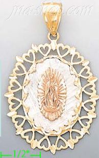 14K Gold Virgin Religious 3Color Dia-Cut Charm Pendant - Click Image to Close