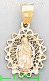 14K Gold Virgin Religious 3Color Dia-Cut Charm Pendant - Click Image to Close