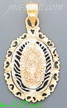 14K Gold Virgin Religious 3Color Dia-Cut Charm Pendant - Click Image to Close