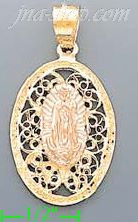 14K Gold Virgin Religious 3Color Dia-Cut Charm Pendant - Click Image to Close