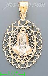 14K Gold Virgin Religious 3Color Dia-Cut Charm Pendant - Click Image to Close