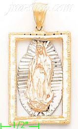 14K Gold Virgin Religious 3Color Dia-Cut Charm Pendant - Click Image to Close