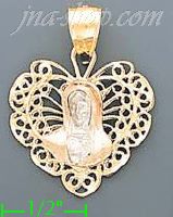 14K Gold Virgin Religious 3Color Dia-Cut Charm Pendant - Click Image to Close