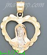 14K Gold Virgin Religious 3Color Dia-Cut Charm Pendant - Click Image to Close