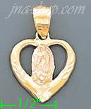 14K Gold Virgin Religious 3Color Dia-Cut Charm Pendant - Click Image to Close