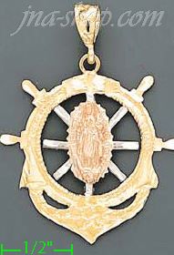 14K Gold Virgin Religious 3Color Dia-Cut Charm Pendant - Click Image to Close