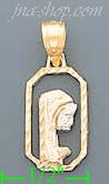 14K Gold Modern Virgin Religious 3Color Dia-Cut Charm Pendant - Click Image to Close