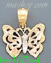 14K Gold Butterfly 3Color Dia-Cut Charm Pendant - Click Image to Close