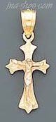 14K Gold Crucifix Cross 3Color Dia-Cut Charm Pendant - Click Image to Close