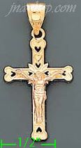 14K Gold Crucifix Cross 3Color Dia-Cut Charm Pendant - Click Image to Close