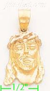 14K Gold Jesus Christ Face Religious 3Color Dia-Cut Charm Pendan - Click Image to Close