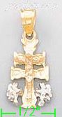 14K Gold Caravaca Cross Religious 3Color Dia-Cut Charm Pendant - Click Image to Close