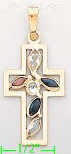 14K Gold Italian Cross Charm Pendant - Click Image to Close