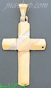 14K Gold Italian Cross Charm Pendant - Click Image to Close