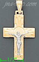 14K Gold Crucifix Italian Cross Charm Pendant - Click Image to Close