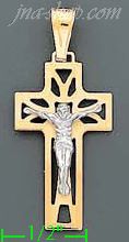 14K Gold Crucifix Italian Cross Charm Pendant - Click Image to Close