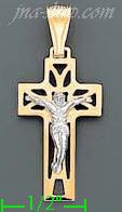 14K Gold Crucifix Italian Cross Charm Pendant - Click Image to Close