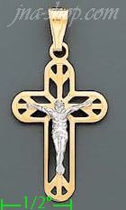 14K Gold Crucifix Italian Cross Charm Pendant - Click Image to Close