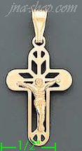 14K Gold Crucifix Italian Cross Charm Pendant - Click Image to Close