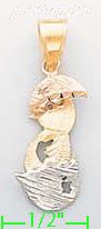 14K Gold Chick Hatching from Egg 3Color Dia-Cut Charm Pendant - Click Image to Close