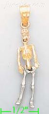 14K Gold Skeleton 3Color Dia-Cut Charm Pendant - Click Image to Close