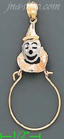 14K Gold Clown Charm Holder 3Color Dia-Cut Charm Pendant - Click Image to Close