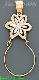 14K Gold Flower Charm Holder 3Color Dia-Cut Charm Pendant - Click Image to Close