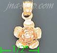 14K Gold Flower 3Color Dia-Cut Charm Pendant - Click Image to Close