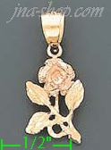 14K Gold Rose 3Color Dia-Cut Charm Pendant - Click Image to Close