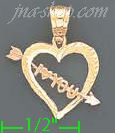 14K Gold I Heart/Love You Heart w/Arrow 3Color Dia-Cut Charm Pen - Click Image to Close