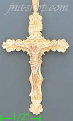 14K Gold Crucifix Cross 3Color Dia-Cut Charm Pendant - Click Image to Close