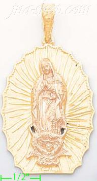 14K Gold Virgin of Guadalupe 3Color Dia-Cut Charm Pendant - Click Image to Close