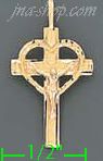 14K Gold Crucifix Cross 3Color Dia-Cut Charm Pendant - Click Image to Close