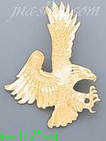 14K Gold Striking Eagle Dia-Cut Charm Pendant - Click Image to Close