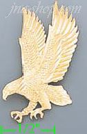 14K Gold Striking Eagle Dia-Cut Charm Pendant - Click Image to Close