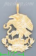 14K Gold Eagle w/Snake Mexican Emblem Dia-Cut Charm Pendant - Click Image to Close