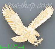 14K Gold Striking Eagle Dia-Cut Charm Pendant - Click Image to Close