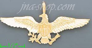 14K Gold Eagle U.S. Emblem Dia-Cut Charm Pendant - Click Image to Close