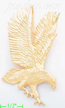 14K Gold Striking Eagle Dia-Cut Charm Pendant - Click Image to Close