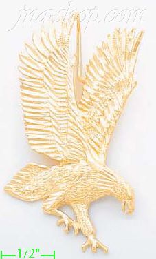 14K Gold Striking Eagle Dia-Cut Charm Pendant - Click Image to Close